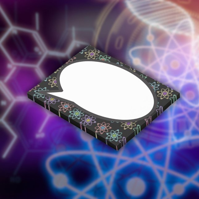 Atomstrukturmuster - Sprechblase Wissenschaft Post-it Klebezettel (Atomic Structure Pattern Speech Bubble Science Post-it Notes)