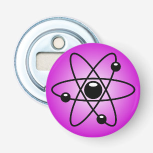 Atomsymbol auf rosa Hintergrund Flaschenöffner