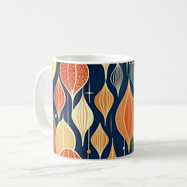 Atomtropfen aus dem Mittelalter Ocker Moderner Ret Kaffeetasse (Vorderseite Links)