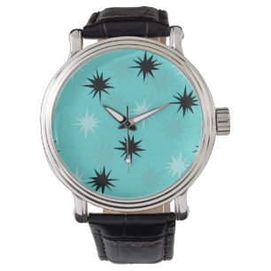 Atomtürkisfarbene Sternexplosion Leather Watch Armbanduhr