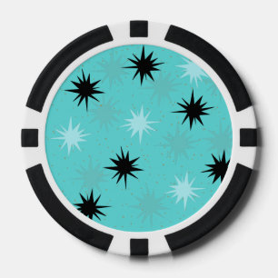 Atomtürkisfarbene Sternexplosionen Poker Chips