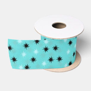 Atomtürkisfarbene Sternexplosionen Satin Ribbon Satinband