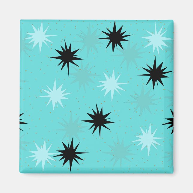Atomturquoise Sternexplosion Square Magnet (Vorne)