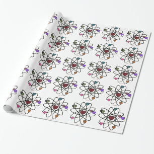 Atomvalentins-Leoparden-Druck-Herzen Geschenkpapier