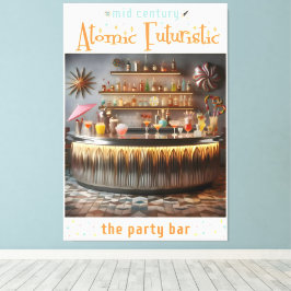 Atomwaffenfuturistisches Party-Bar Mitte des Jahrh Leinwanddruck