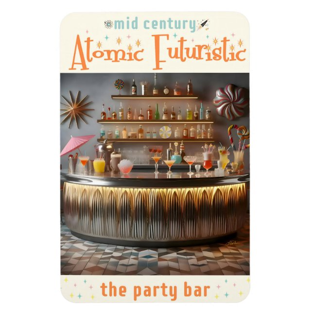 Atomwaffenfuturistisches Party-Bar Mitte des Jahrh Magnet (Vertikal)