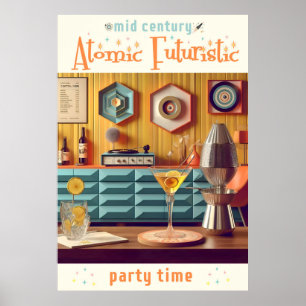 Atomwaffenfuturistisches Party Mitte des Jahrhunde Poster