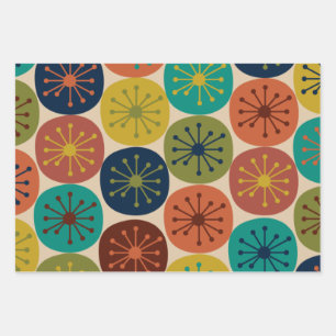 Atomzeit Dots Mittelalter Modernes Muster Geschenkpapier Set