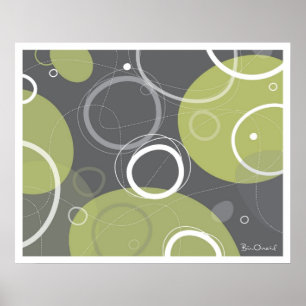 Atomzeitalter Abstrakt in Olive Poster