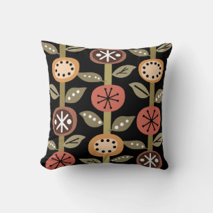 Atomzeitalter Blume Art Black Colorful Kissen
