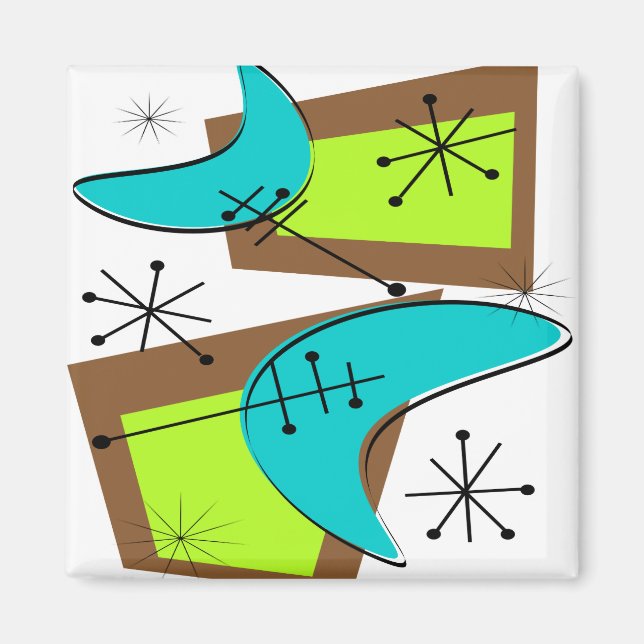 Atomzeitalter Inspiriert Boomerang Design Magnet (Vorne)