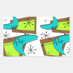 Atomzeitalter Inspiriert Boomerang Design Rechteckiger Aufkleber
