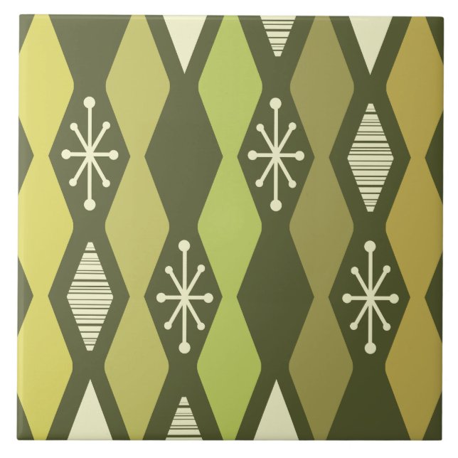 Atomzeitalter MCM Kolumnen Olive Green Fliese (Vorderseite)