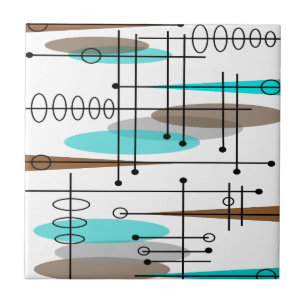Atomzeitalter Mid-Century Modern abstraktes Tile Fliese