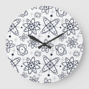 Atomzeitalter: Mid-Century-Modern-Muster Große Wanduhr