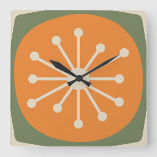 Atomzeitalter Mid-Century-Modern Retro Quadratische Wanduhr