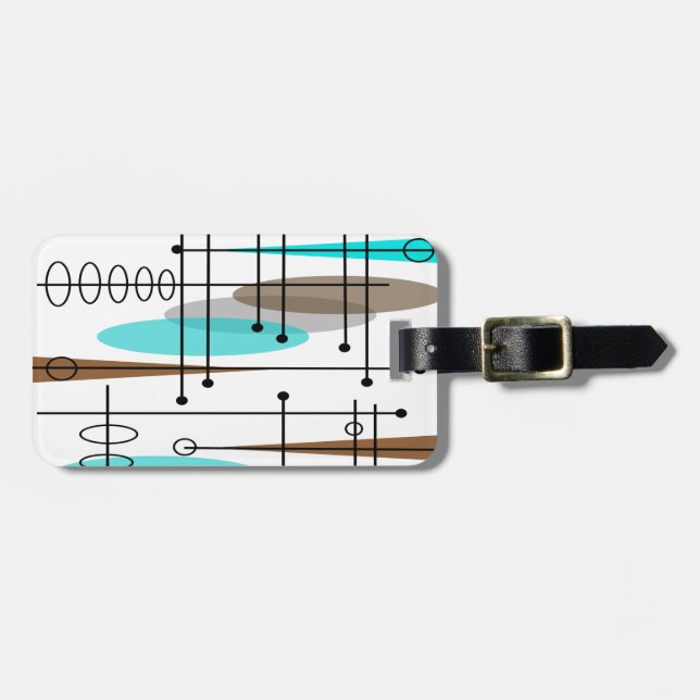 Atomzeitalter Mitte des Jahrhunderts Modernes Abst Gepäckanhänger (Vorderseite horizontal)