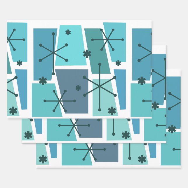 Atomzeitalter Pop Türkis Geschenkpapier Set (Set)