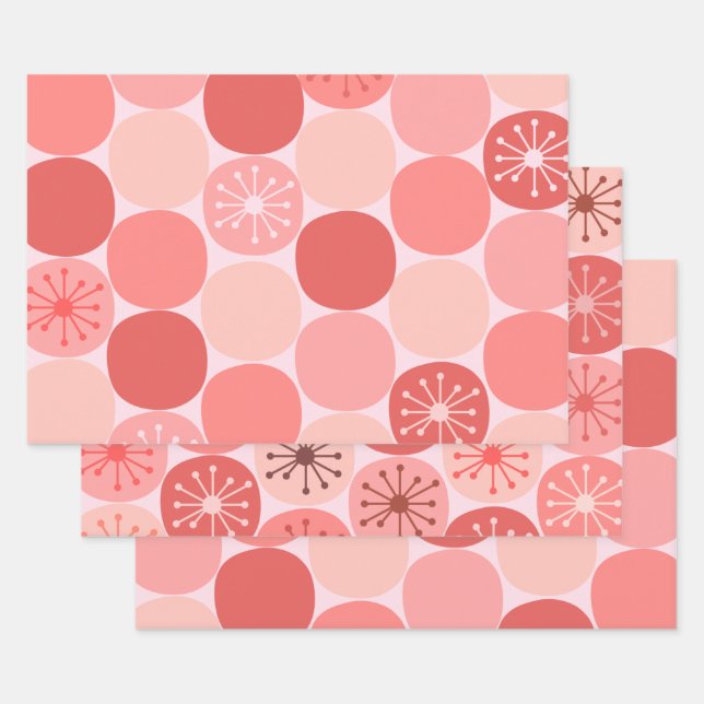 Atomzeitalter Retro Dots Midjahrhundert Mod Blush  Geschenkpapier Set (Set)