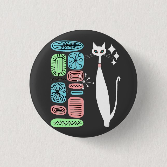 Atomzeitalter Retro Mitte Jahrhundert Moderne Cool Button (Vorderseite)