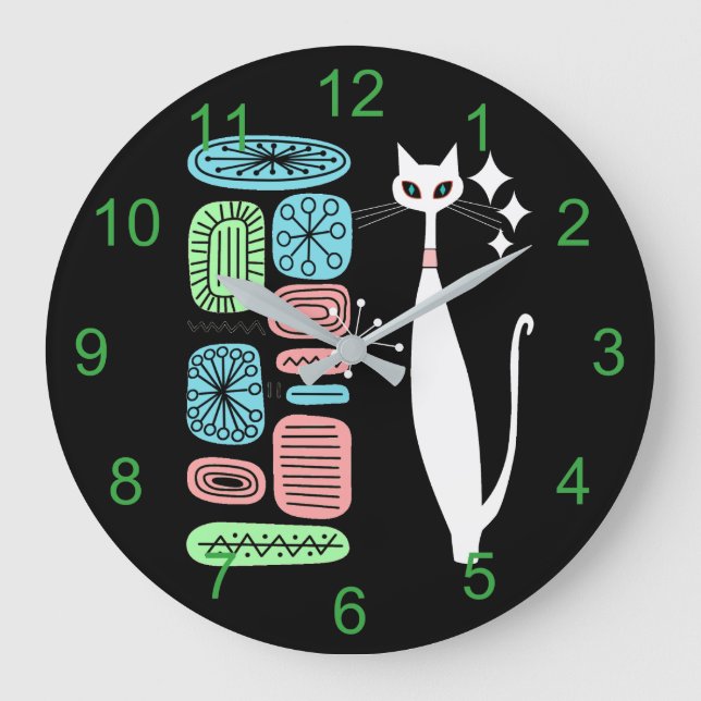 Atomzeitalter Retro Mitte Jahrhundert Moderne Cool Große Wanduhr (Vorderseite)