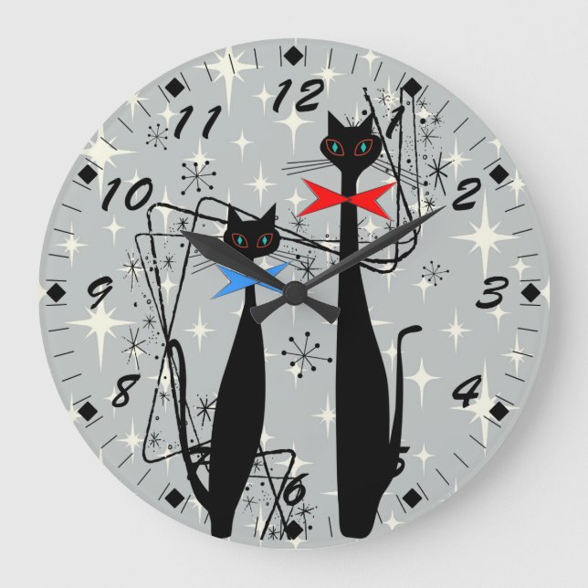 Atomzeitalter Retro Mitte Jahrhundert Moderne Cool Große Wanduhr (Vorderseite)