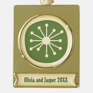 Atomzeitalter Retro Mitte Jahrhundert Modernes Min Banner-Ornament Gold