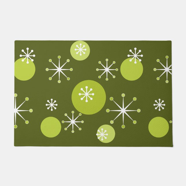 Atomzeitalter Sternexplosionen Olive Green Fußmatte (Vorderseite)