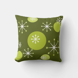 Atomzeitalter Sternexplosionen Olive Green Kissen