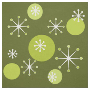 Atomzeitalter Sternexplosionen Olive Green Stoff