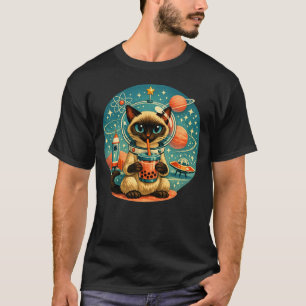 Atomzeitalter Weltraum Boba Siamese Astronaut Katz T-Shirt