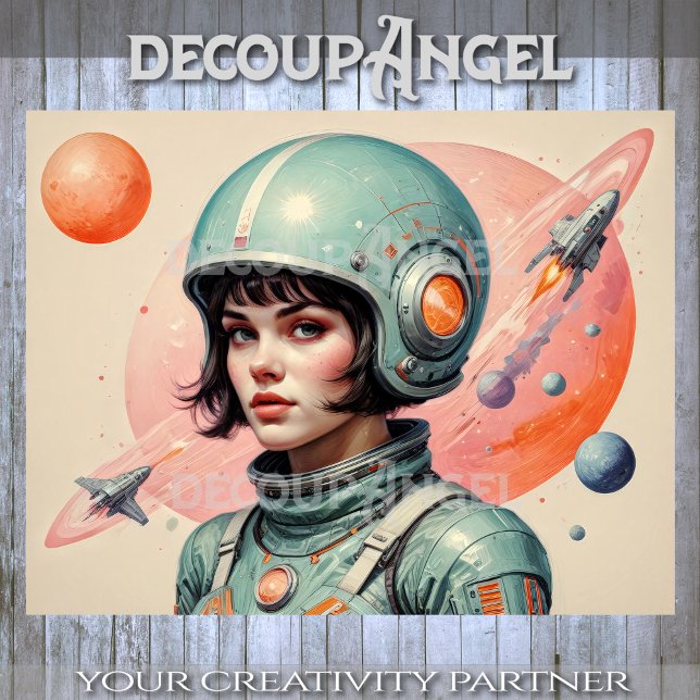 Atomzeitfrau im Weltraum #1 Decoupage Seidenpapier (Von Creator hochgeladen)