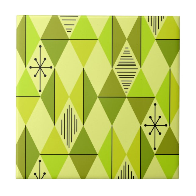 Atomzeitkunde Diamanten Chartreuse Fliese (Vorderseite)