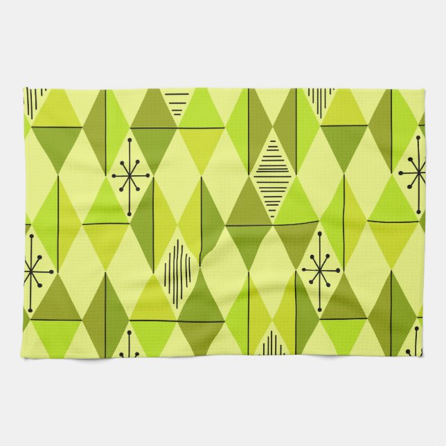 Atomzeitkunde Diamanten Chartreuse Geschirrtuch (Horizontal)