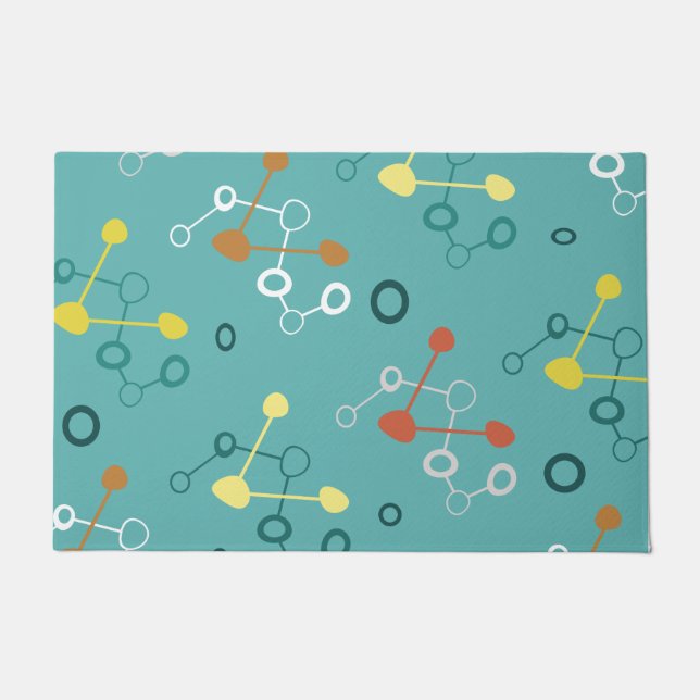 Atomzeitmuster Türkis Fußmatte (Vorderseite)