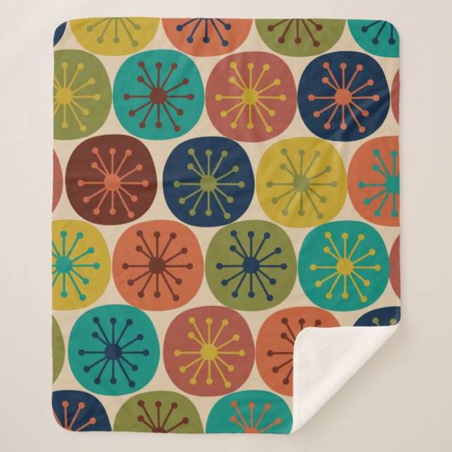 Atomzeitpunkte Mitte des Jahrhunderts Retro-Muster Sherpadecke (Vorderseite)