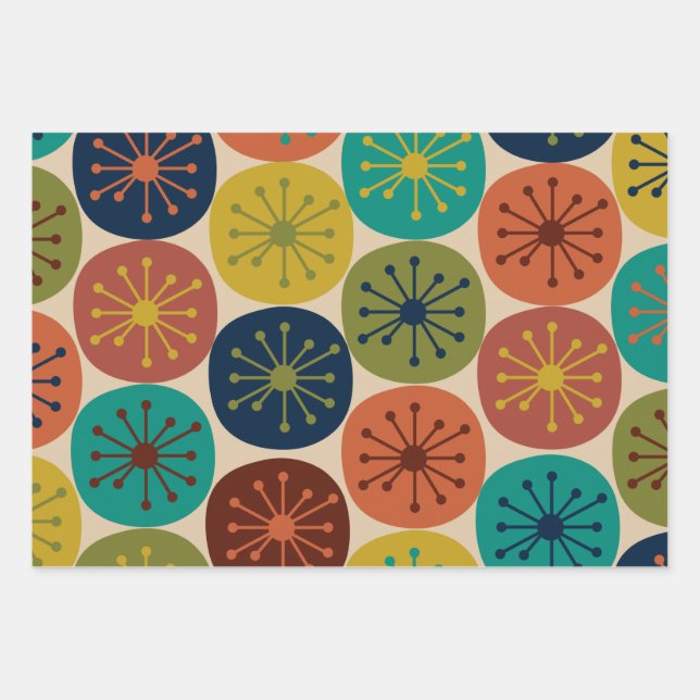 Atomzeitpunkte Mittelalter Modernes Muster Geschenkpapier Set (Vorderseite)