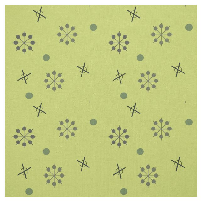 Atomzeitsputnik-Sternexplosionen Chartreuse Stoff (Muster)