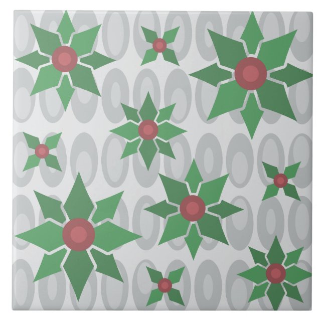 Atomzeitweilig Weihnachten Holly Silver Fliese (Vorderseite)