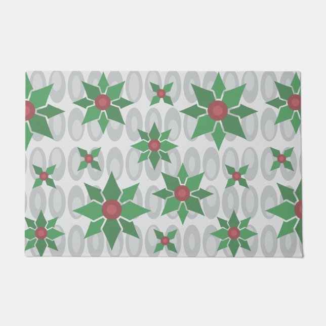 Atomzeitweilig Weihnachten Holly Silver Fußmatte (Vorderseite)