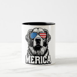 atriotic Golden Retriever Zweifarbige Tasse