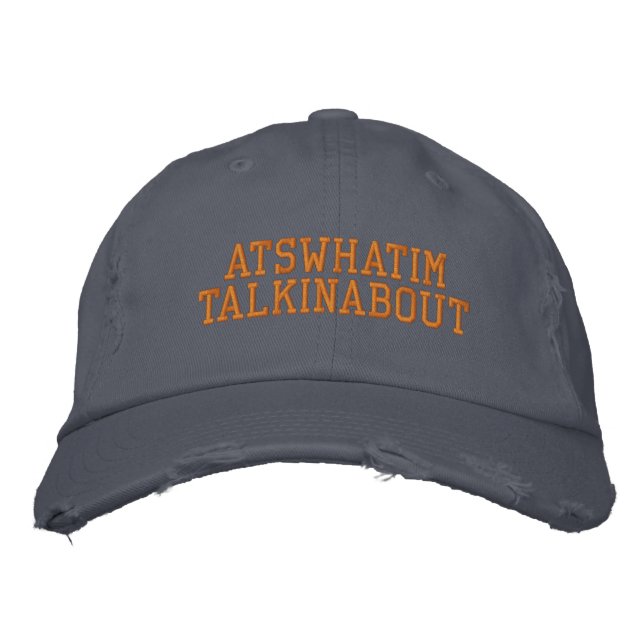 ATSWHATIMTALKINABOUT Blue und Orange Chino Hat Bestickte Baseballkappe (Vorderseite)