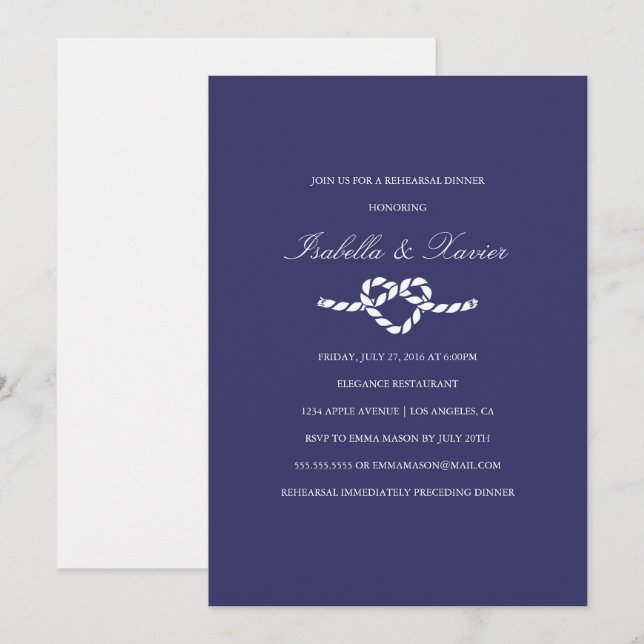 Attache Le noeud | Invitation au dîner de répétiti (Devant / Derrière)