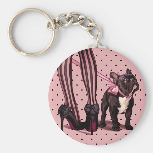 Attachée à mon Bouledogue Français Schlüsselanhänger (Vorne)