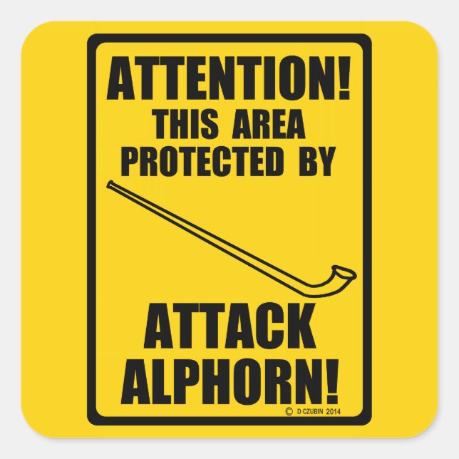 Attack Alphorn Quadratischer Aufkleber (Vorderseite)