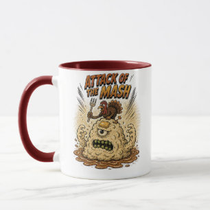 Attacke des Kartoffelpüree-Erntedankfest-Designs Tasse