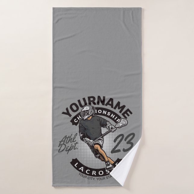 Attaque de l'équipe sportive du joueur de crosse p (Serviette de bain)