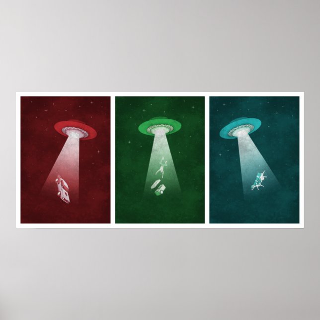 Attaque de Mars - affiche d'enlèvement d'Aliens (Devant)