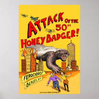 Attaque du blaireau de miel de 15 mètres ! Affiche