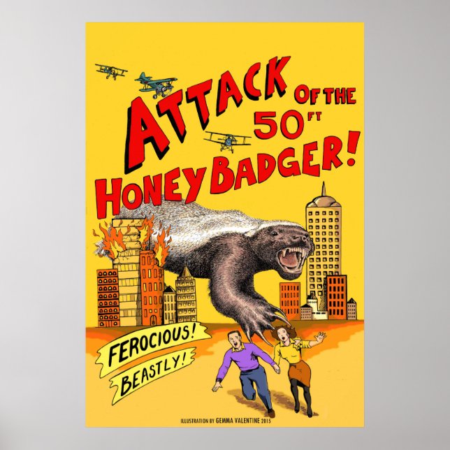 Attaque du blaireau de miel de 15 mètres ! Affiche (Devant)